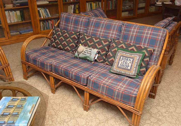 Vintage Rattan / Bamboo Settee / Sofa