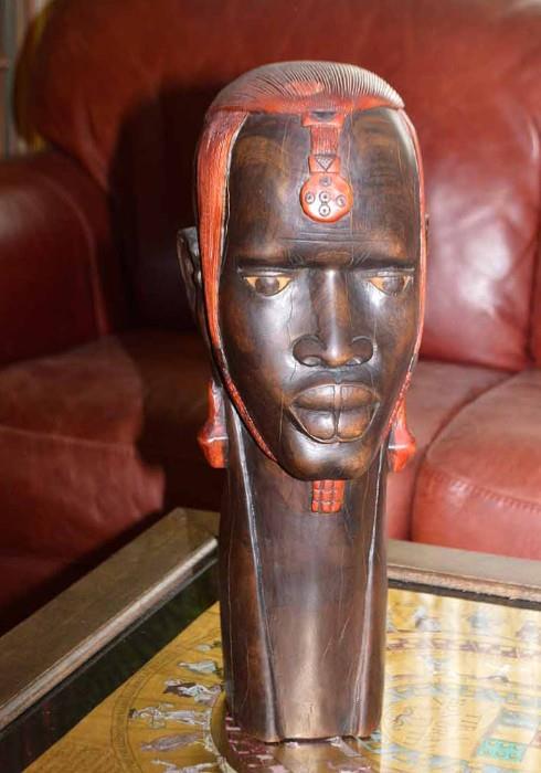 African Wood Carved Bust