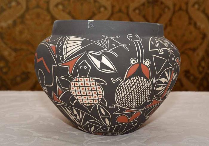 Acoma Polychrome Mimbres Jar with Figures