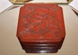 Asian/Oriental Carved Cinnabar Trinket Box