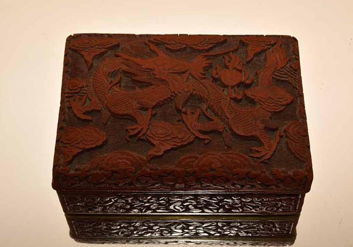 Asian/Oriental Cinnabar Trinket Box 
