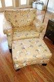 Thomasville upholstered armchair and ottoman 