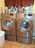 Samsung front-loading VRT steam washer and dryer with pedestals