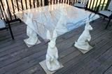 Outdoor concrete rabbit glass-top table