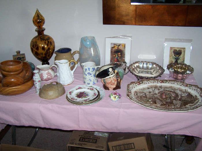 SILVER-PLATE PIECES, ROYAL DOULTON TOBY & MISC.