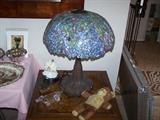 REPRO TIFFANY-TYPE LAMP & SMALLS