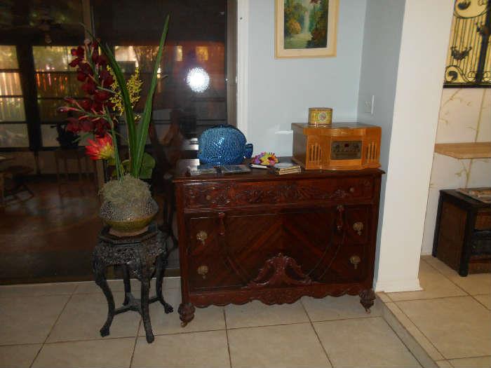 Antique/Vintage 3 drawer dresser, Oriental plant stand