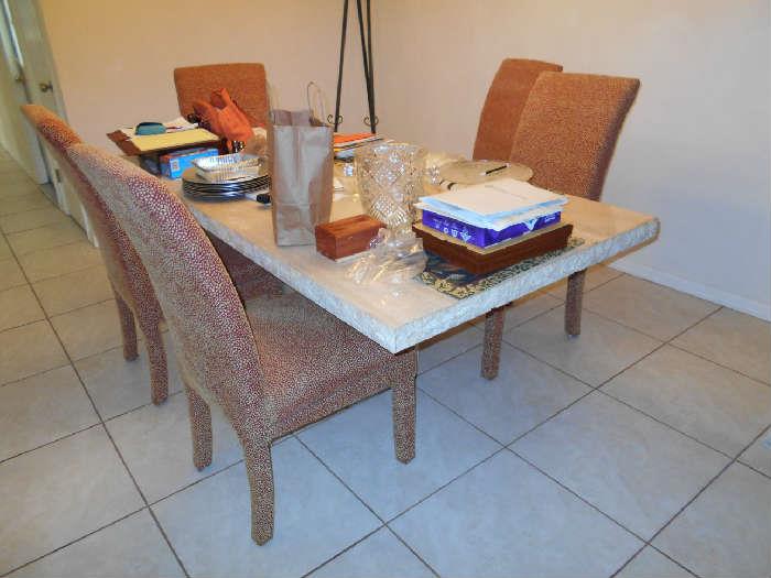 Italian Marble Dining table comes with 6 chairs