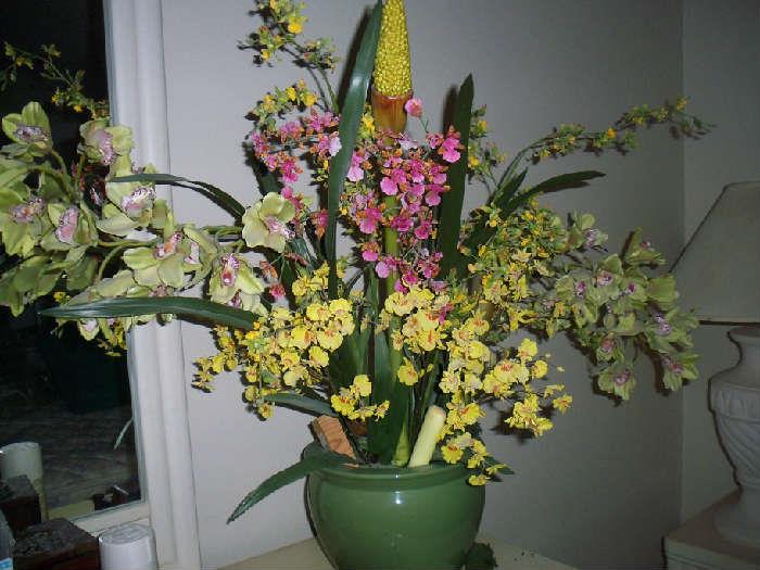 Faux flower arrangement