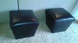 Ethan Allen Lewis Black Leather Ottomans
