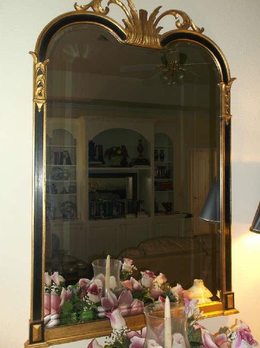 Beautiful beveled black and gold frame mirror