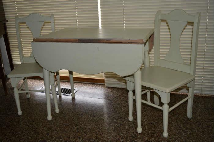 1920s Child's Drop Leaf Table & Chairs