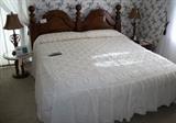 King Size Bed and Two Marble Top End Tables / Nightstands