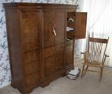 Large Thomasville Armoire and Wood Rocker