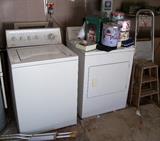 Kenmore Washer and Frigidaire Dryer, Decorative Christmas Containers, Ladders