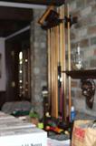 Pool sticks and holder.