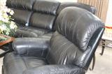 Sofa and chair in black leather