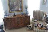 Buffet, Wing Back Chair with Stool, Oriental Blueware,