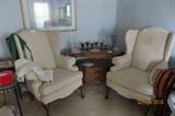 2 Wing Back Chairs, Server, Prints