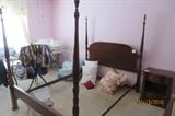 4 Poster Mahogany Queen Bed, Night Stand, Purses
