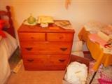 pine  chest, linens
