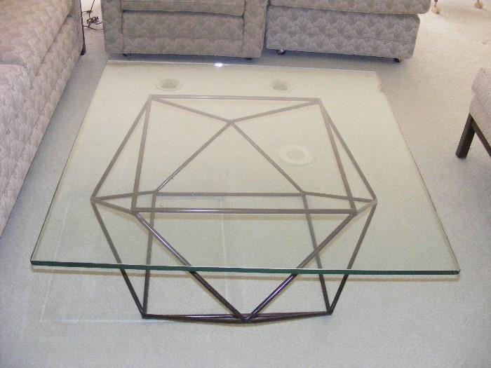 Milo Bronze Tubing Geometric coffee table with glass top