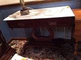 #33 Marble top Harp end table 36x18x30 $350