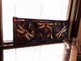#47 Dragonfly stain glass window 28x10 $150