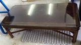 #64 Antique coffee table w/glass top $50