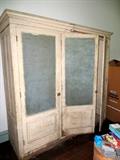 Cool Amoire Or Built In Closet about 6 feet wide with glass doors - Glass has white paint on them to make it look frosted, but is clear!