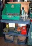 Vintage Electric Fan, Coleman Stove and Tin Boxes