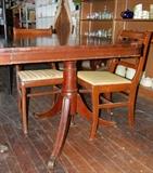 Walnut Pedestal Table with 4 chairs