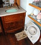 Oak Bathroom Vanity With Marble Tob and Undermount Sink, Original to the 1890's NICE!!!!