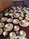 Large set of Syracuse china dinnerware set, new condition.