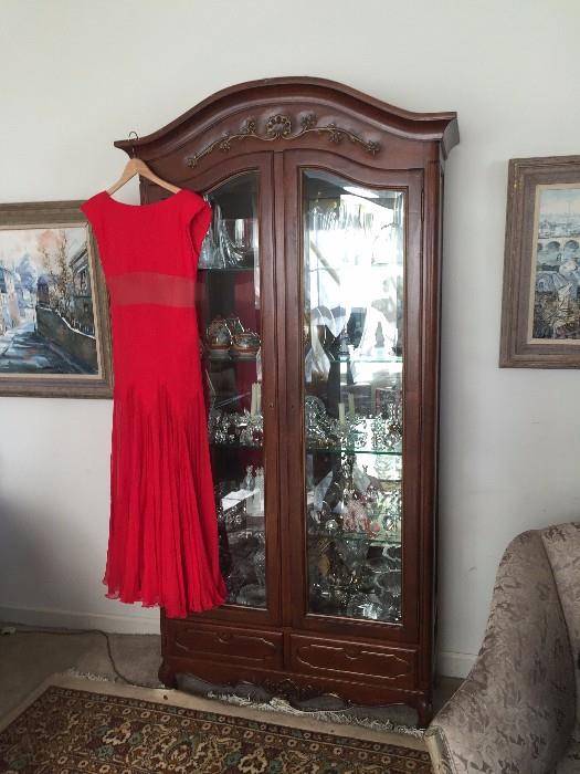 couture Dress purchased for $4000. will be priced to sell. Cabinet is from the Accardo Mansion as well see images from 1990's below