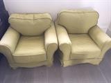 Pair of children's upholstered chairs.