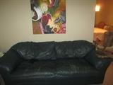 HUNTER GREEN LEATHER SOFA