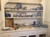 Blue Willow china and blue and white china collection