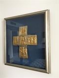 Framed Reproduction of a Cross on a 9th Century Reliquary Box (Silver and Gilt Copper Electrotype) from the Met Museum