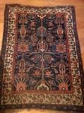 Perfectly aged Persian Mahal rug, 100% wool, hand woven, measures 3' 6" x 5' 4".
