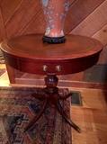 Vintage mahogany leather-topped drum table