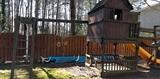 That large blue log behind the playset is an almost new pool cover - yes, its for sale.