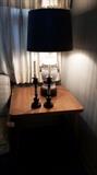 Side Table, Lamp, Candlesticks