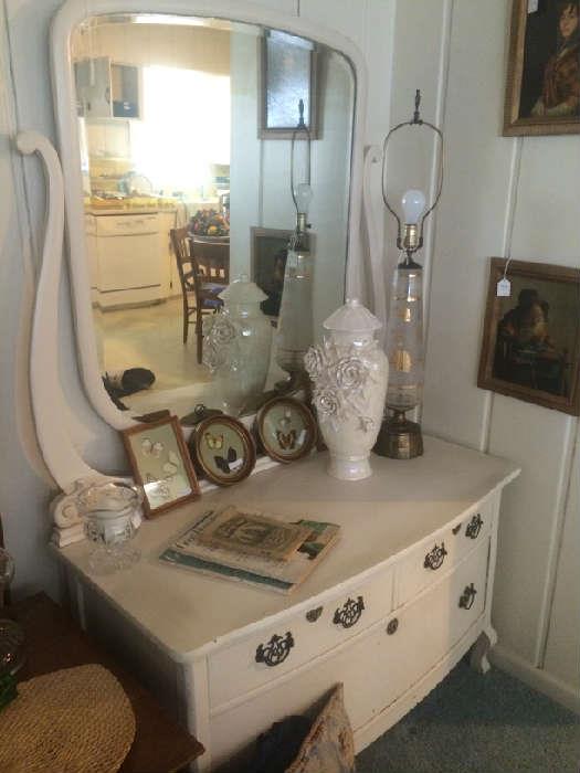 Exceptional antique dresser with large mirror