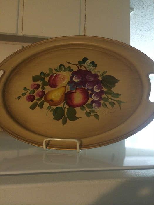 Hand painted tole tray