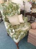 One of two wing back chairs
