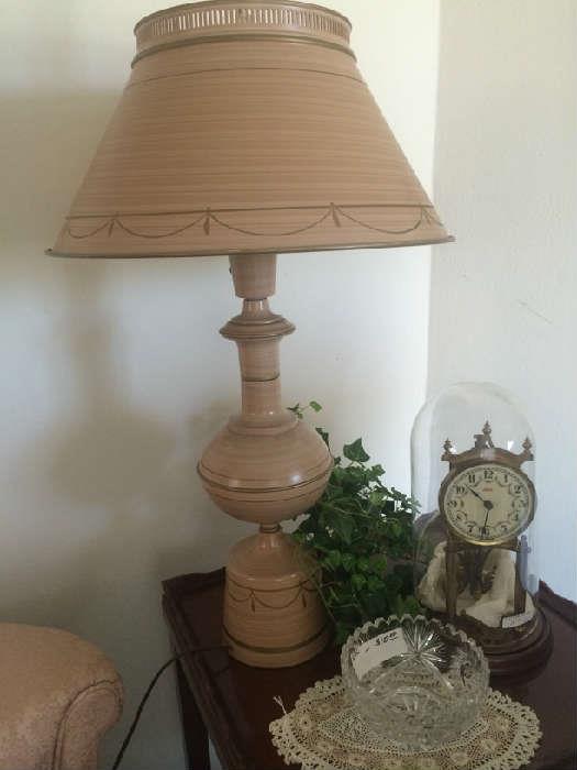 Metal lamp & domed clock