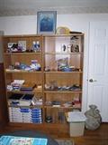 2 more wood bookcases of 8, Office stuff