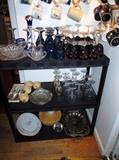 Tons of cups, Dark red glasses-plates-bowls, other glass
