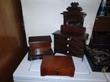 1890's child's dresser (With ancestry information), Nice pen and ink wood desk piece, Small wood box